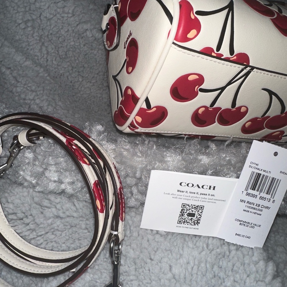 COACH Mini Rowan Crossbody with Top Handle Bag With Cherry Print - Picture 8 of 13